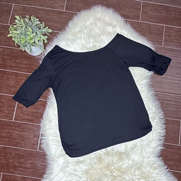 Magic Mk black/green sequins lip 3/4 sleeved blouse sz Large - Picture 4 of 7